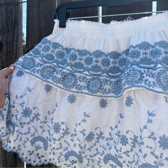 LoveShackFancy Blue and White Mini Skirt - Picture 2 of 2
